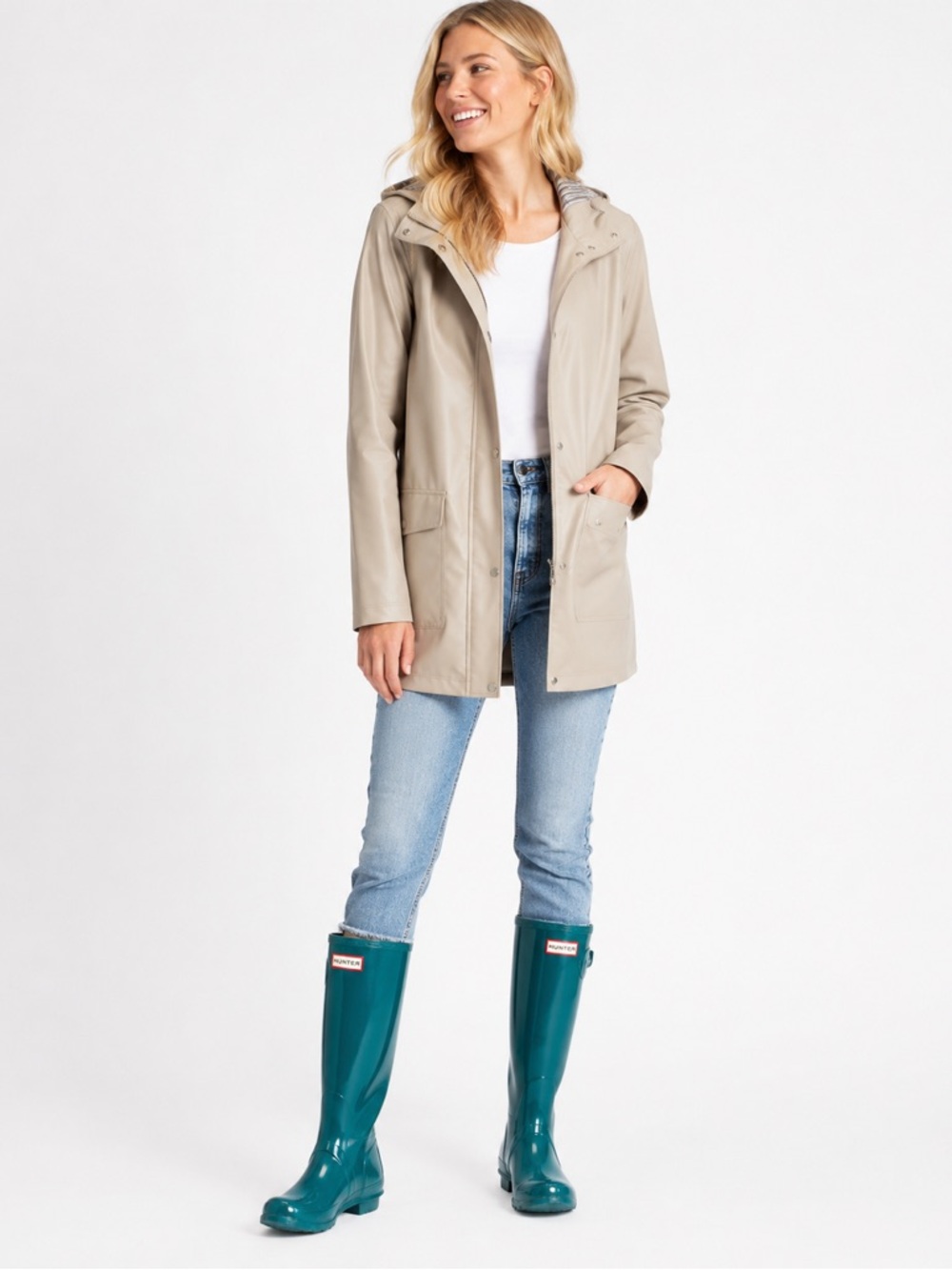 Hunter Original Tall Gloss Laguna Green Rain Boots - Picture 2 of 15